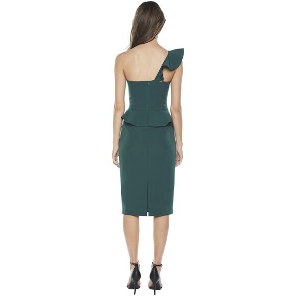 BARDOT Camellia One-shoulder Sheath Dress In Evergreen US 4 NWT - Picture 4 of 12